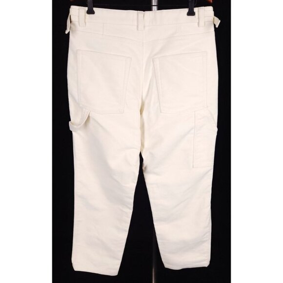 AMI Wide-Leg Brushed-Cotton Trousers Size L Mens Cream Moleskin $330 - Picture 8 of 16